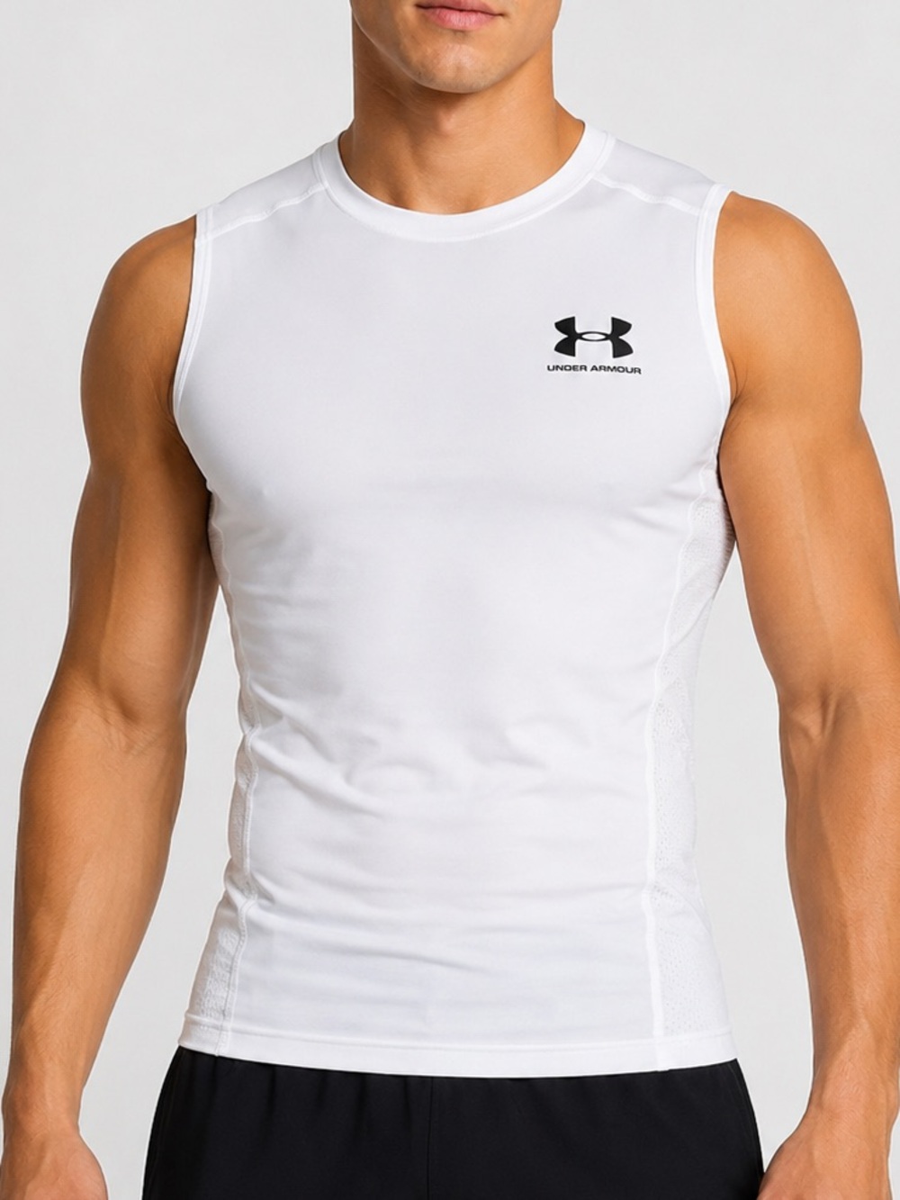 Under Armour HeatGear Compression Sleeveless Shirt White Men’s Medium tank top